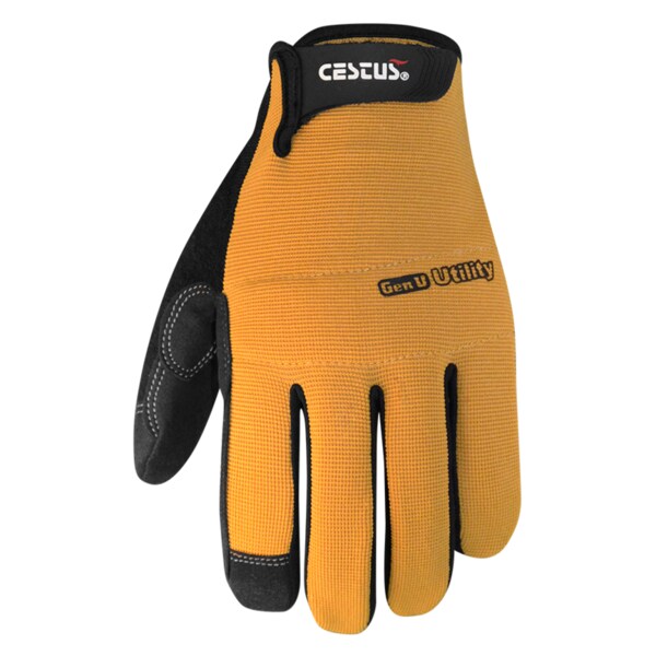 Cestus Yellow Work Gloves with Synthetic Leather Palm, L, PR 6014-L - main